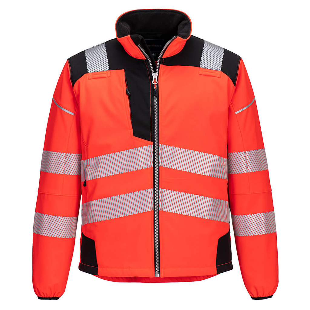 Softshell haute-visibilité PW3  - réf T402 (rouge / noir, XS)